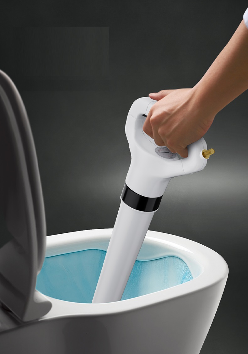 Clogged drain solution, toilet jam gun