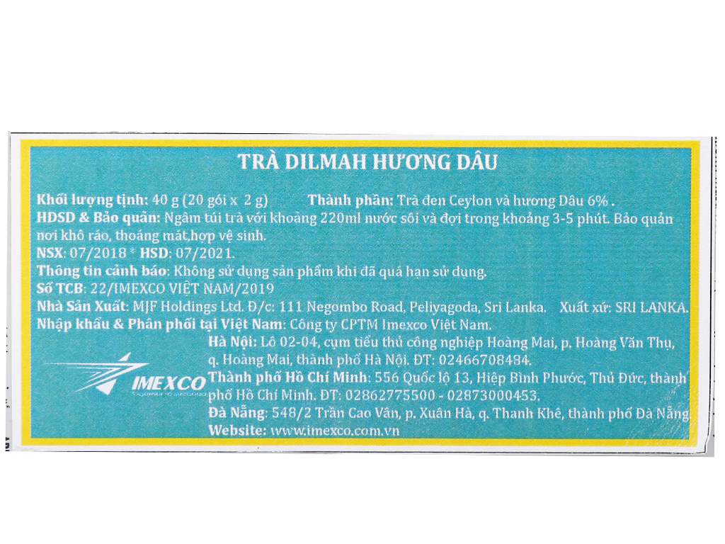 Trà Dilmah Hương Dâu Hộp 30g (1,5 g x 20 gói túi lọc)
