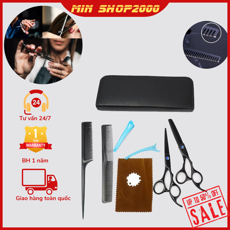 Bộ kéo cắt tỉa tóc cao cấp sơn đen - công nghệ sản xuất tiên tiến của đức