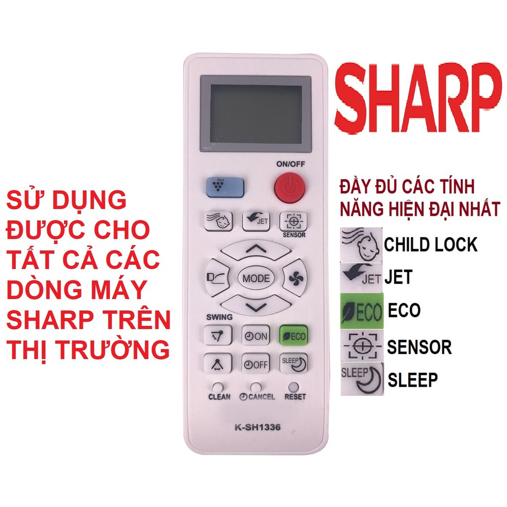 Remote máy lạnh sharp k-sh1336 - điều khiển điều hòa sharp k-sh1336