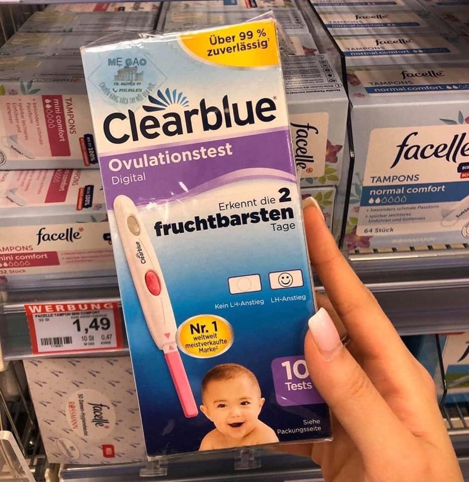Que thử rụng trứng Clearblue ovulation test 2 most 10 test