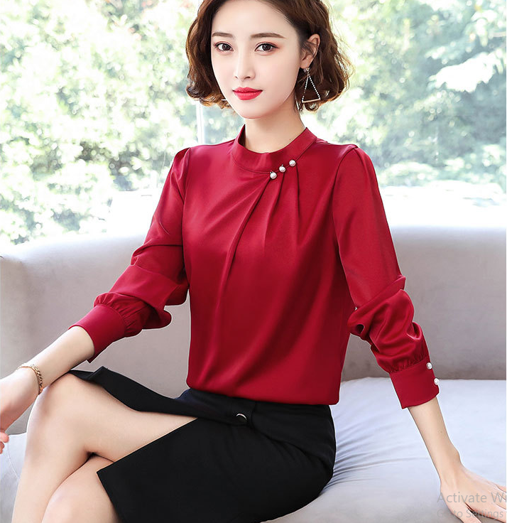 áo sơ mi nữ công sở tay dài ba ly phom dáng đẹp