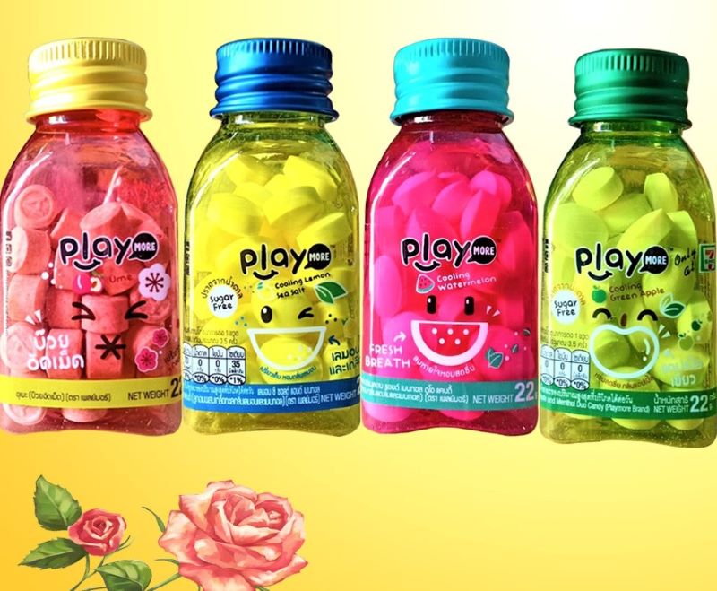 Kẹo Play More Thái Lan lọ 22g (Dưa Hấu/Xí Muội/Táo)