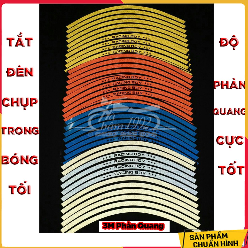 Tem (Decal) Phản Quang 3M Dán Vành Racing Boy (1 Bộ Đủ Dán 2 Mâm)