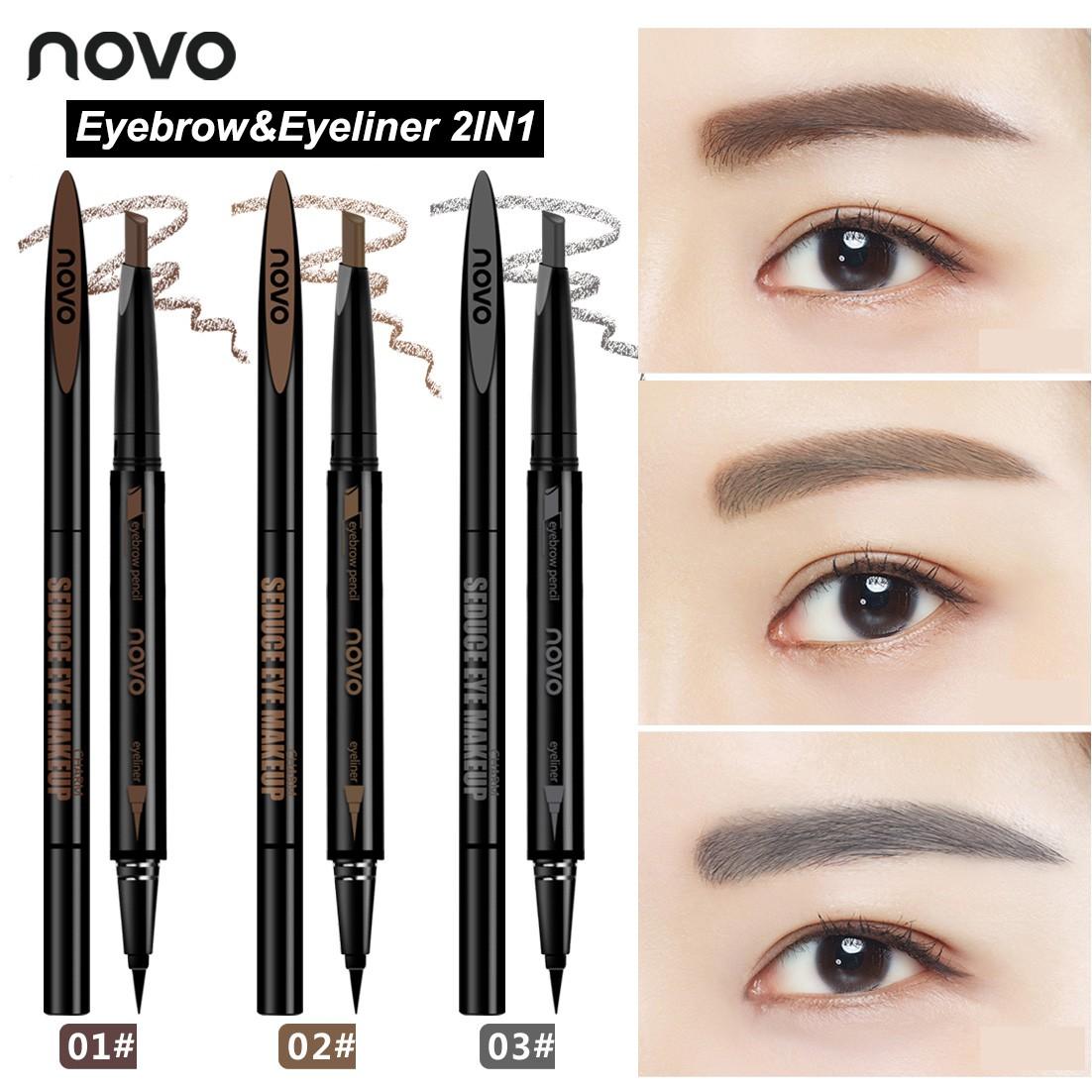 Chì kẻ NoVo 2in1 Makeup Seduce (1 đầu kẻ mày + 1 đầu kẻ mắt)