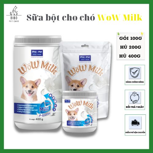 Sữa bột cho chó Wow milk bổ sung dinh dưỡng canxi giúp xương chắc khỏe