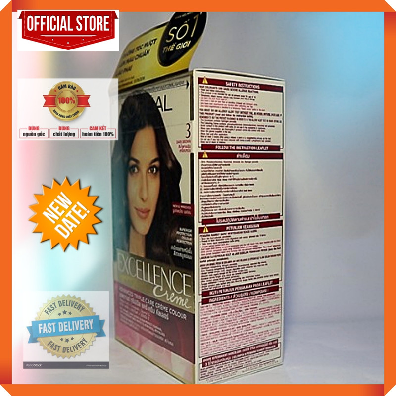 Nhuộm tóc l'oreal paris excellence fashion 172ml số 3-nâu đen tự nhiên
