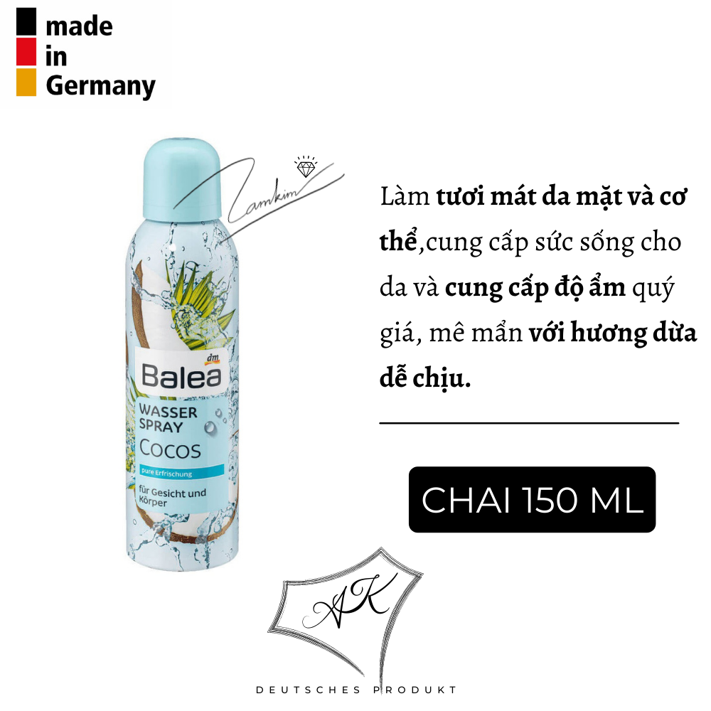 [ Hàng Đức ] Xịt khoáng hàng nội địa Đức - Balea - 150ml