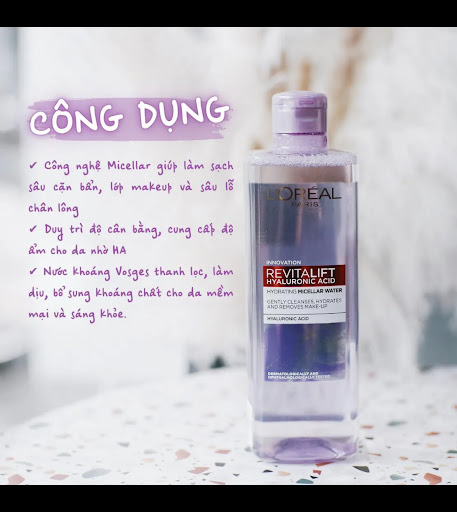 Tẩy trang loreal màu tím 400ml