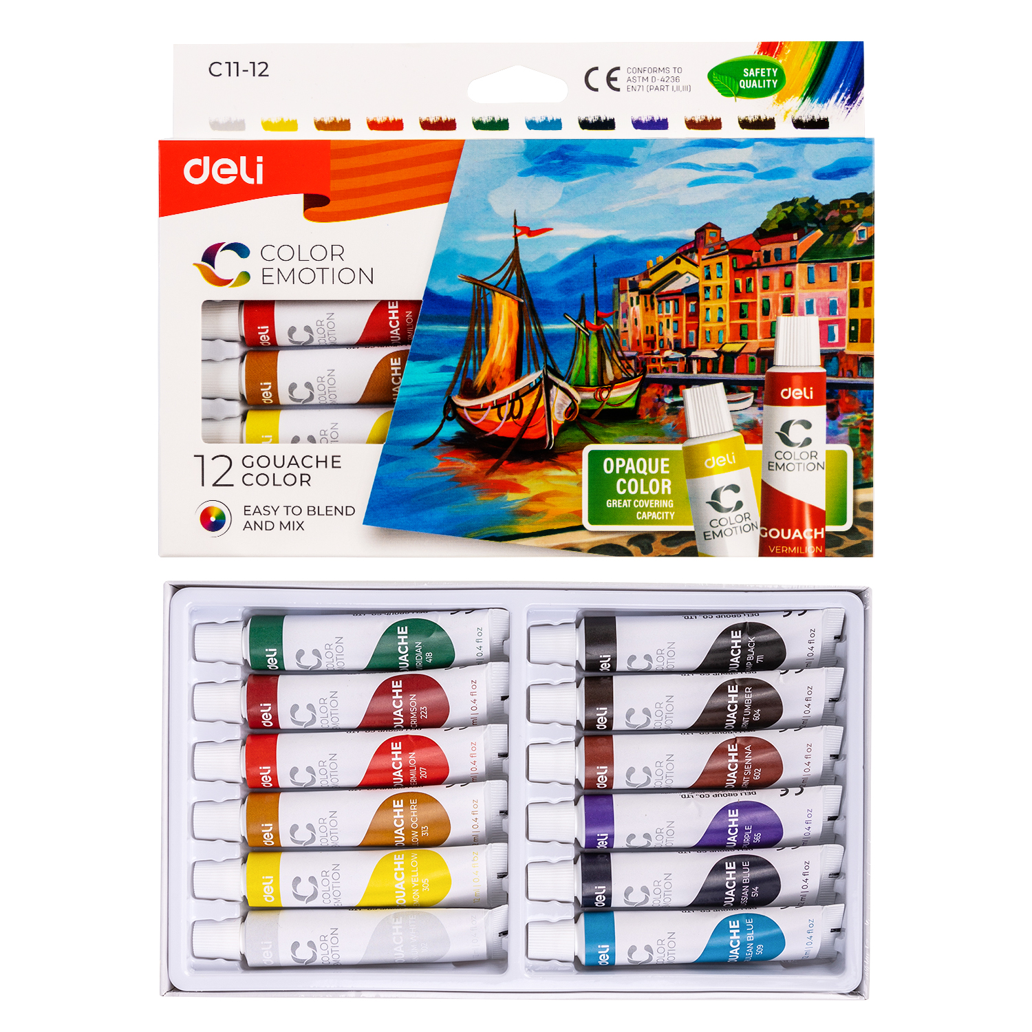 Màu nước gouache dạng tuýp 12ml deli - 5/12/24 màu - 1 hộp - ec11 . . . .