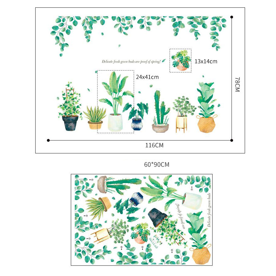 Decal dán tường Chậu Cây Cảnh Chỉ Cần Bóc Và Dán trên bất kì bề mặt nào