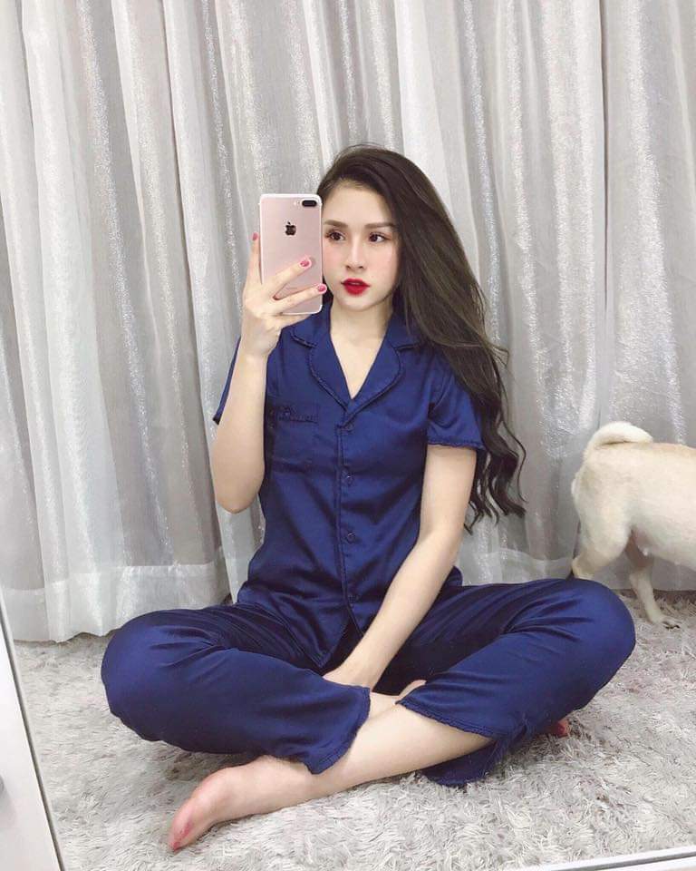 [HCM]Đồ bộ pizama phi lụa dài cộc bèo