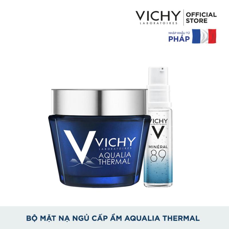 Bộ sản phẩm dưỡng kết hợp mặt nạ ngủ cấp ẩm và phục hồi da Vichy Aqualia Thermal Night Spa 75ml nhập khẩu