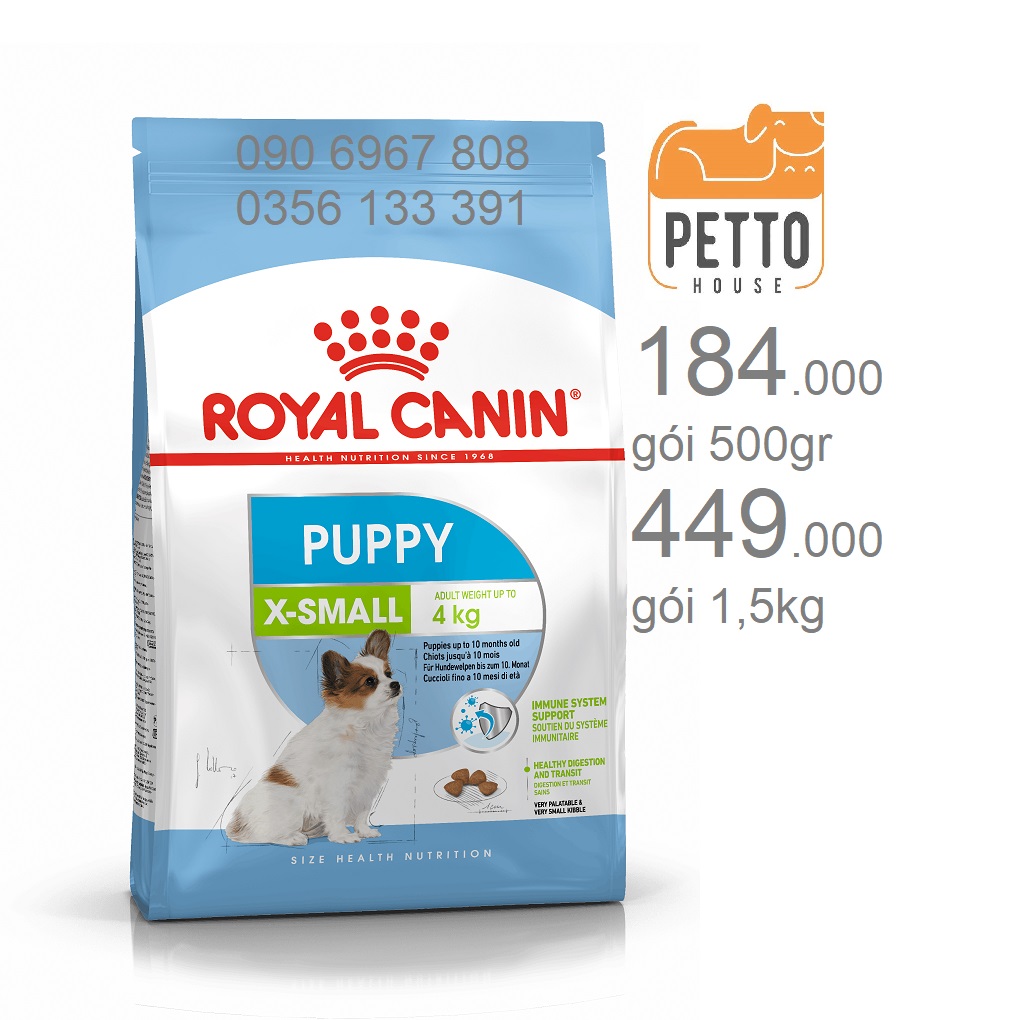 Thức ăn cho chó con size nhỏ Royal Canin X Small / X-Small Puppy 1,5kg dưới 10 tháng tuổi sản xuất tại pháp