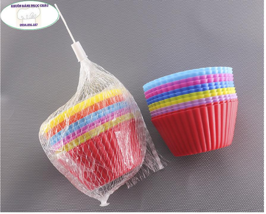 Combo 12 khuôn silicon làm bánh cupcake, bột lọc