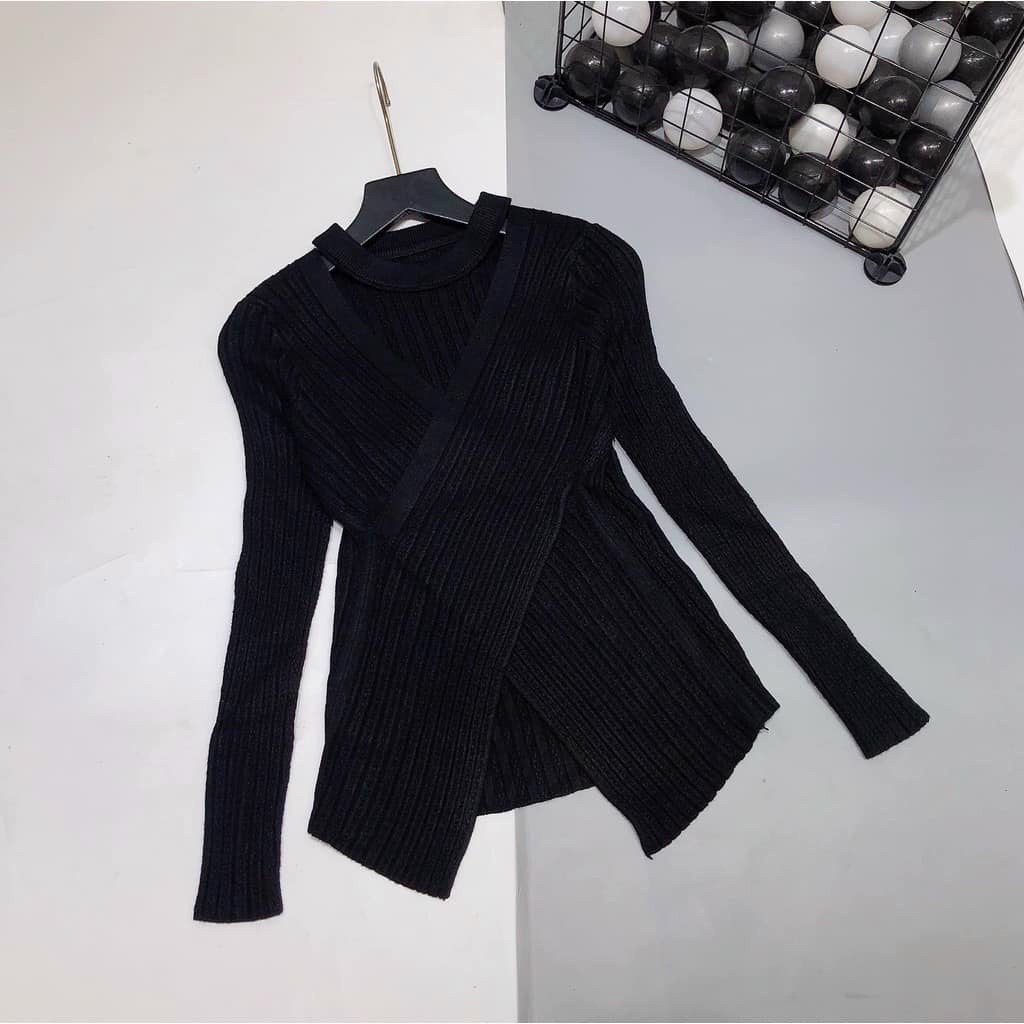 [25-27/4 Hoàn tiền 15%]Áo len Lông Thỏ vạt chéo cổ v chocker m155