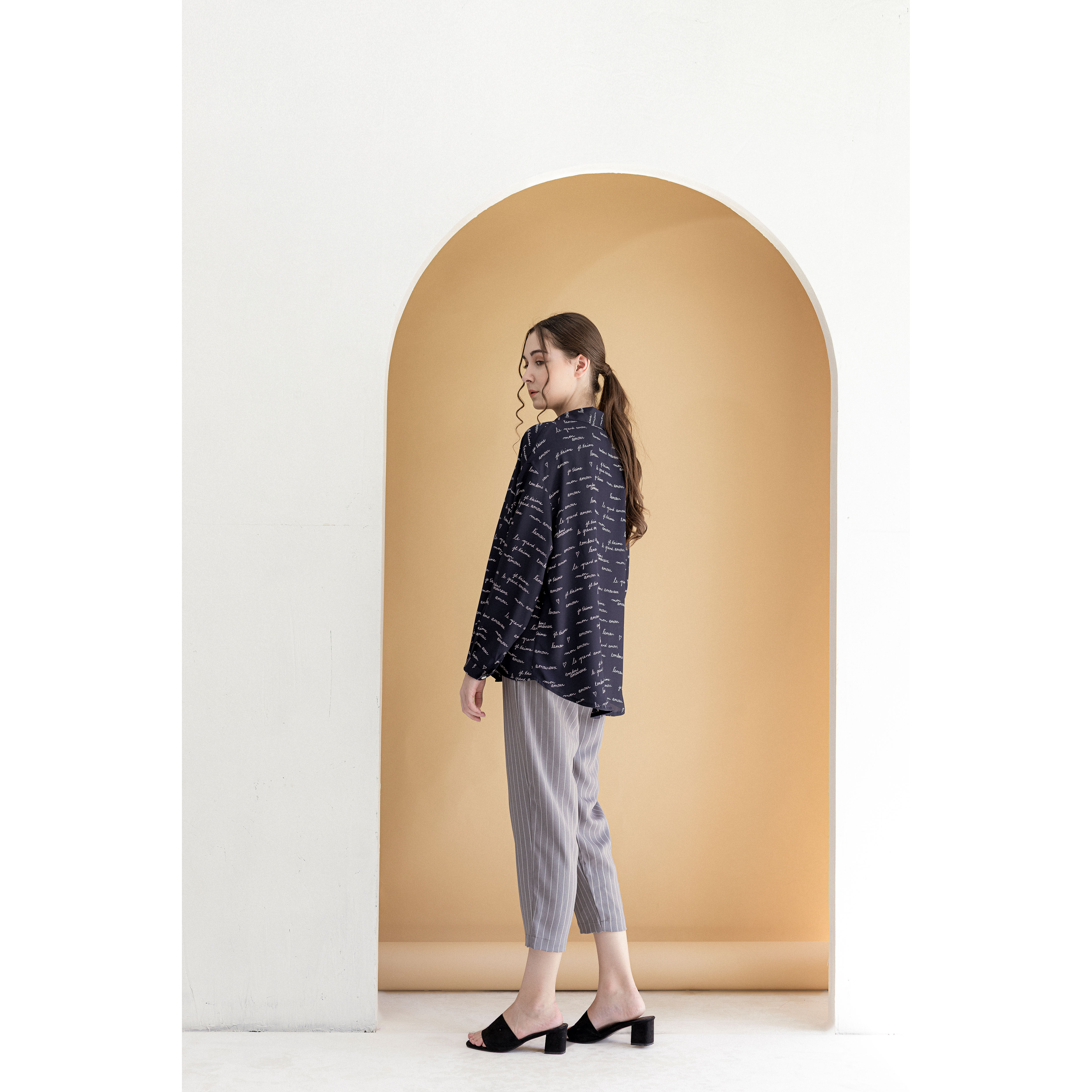 Quần baggy nữ Callia thiết kế Sin Stripe