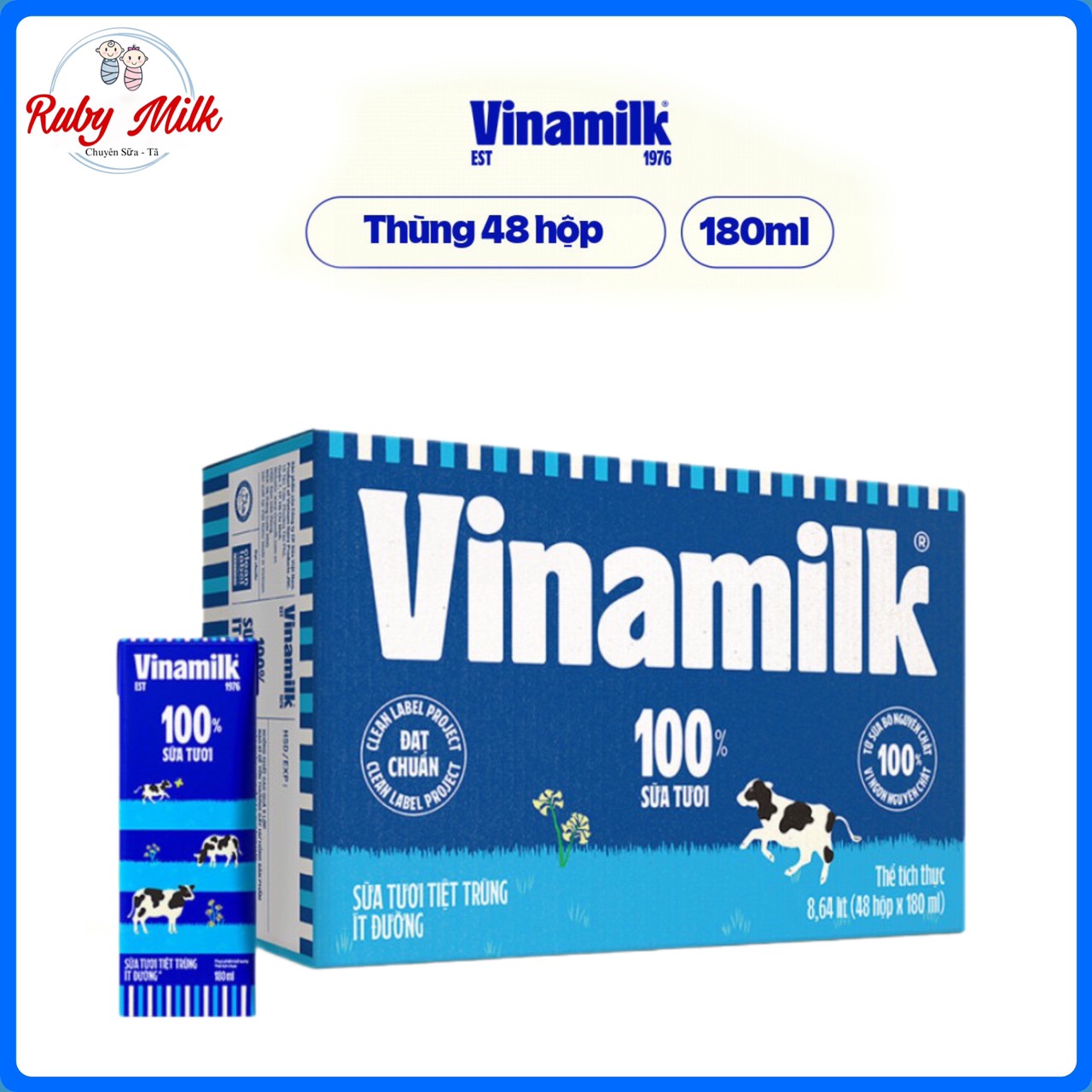 [Date 7.2025] Thùng 48 hộp sữa tươi Vinamilk 180ml