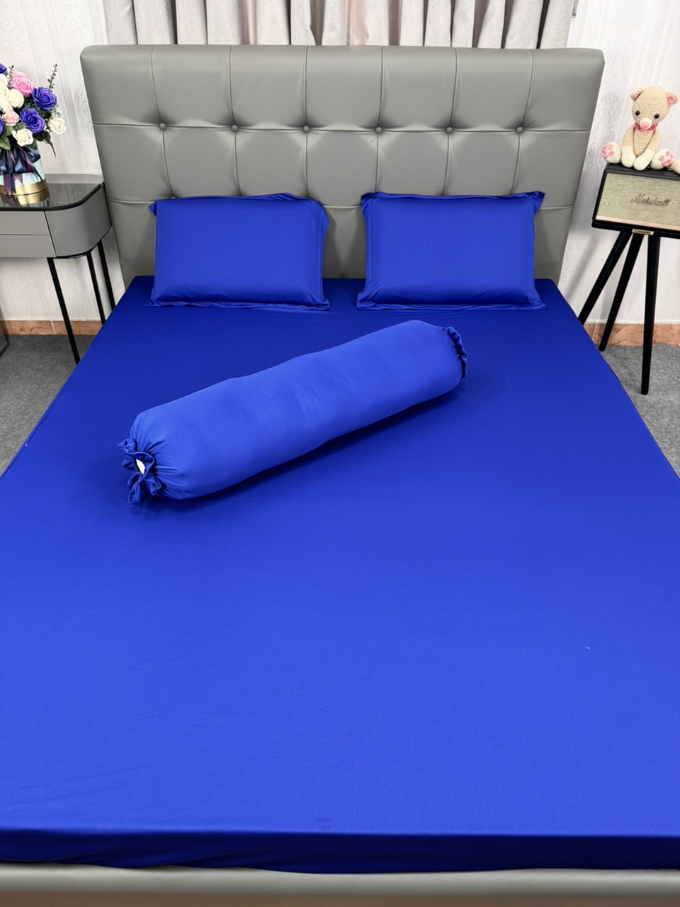 Bộ 4 MÓN Ga Giường Thun Silk Cao Cấp Màu Trơn