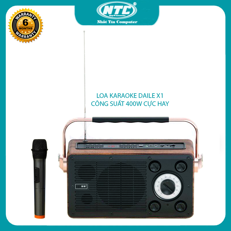[Nhập ELAPR21 giảm 10% tối đa 200k đơn từ 99k] Loa Karaoke xách tay Daile X1 công suất 400W cực mạnh - tặng kèm micro không dây (Đen) - Nhất Tín Computer
