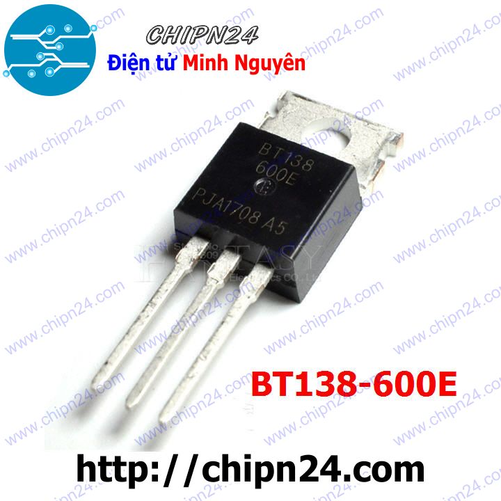 [2 con] (KT1) Triac SCR BT138-600E TO-220 12A 600V (BT138-600 BT138)