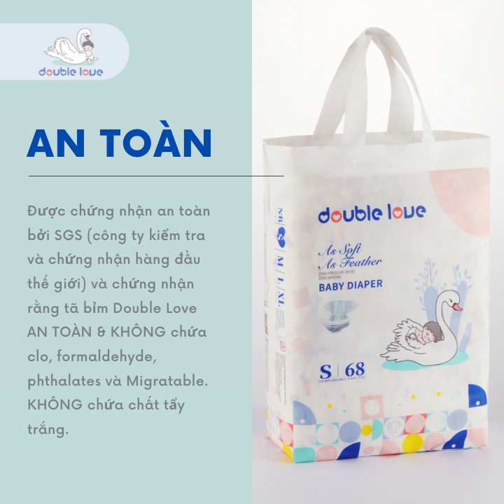 Combo 3 bịch bỉm dán Double Love đủ size S/M/L/XL