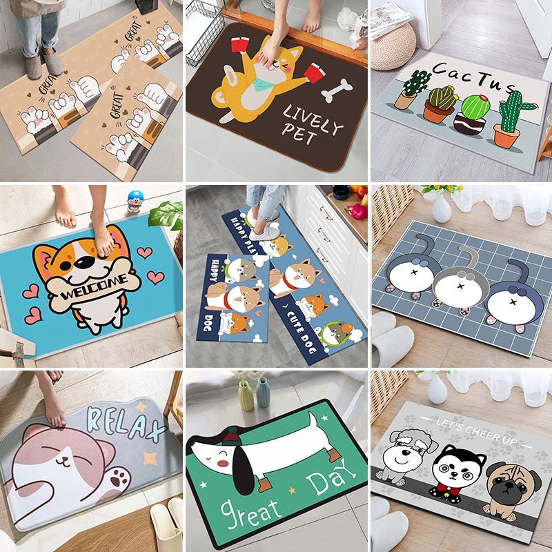 Bộ 2 Thảm Lau Chân 3D Nhà Bếp, Nhà Tắm Chống Trơn Trượt - Thảm Chùi Chân Trải Sàn Nhà Thấm Hút Nước