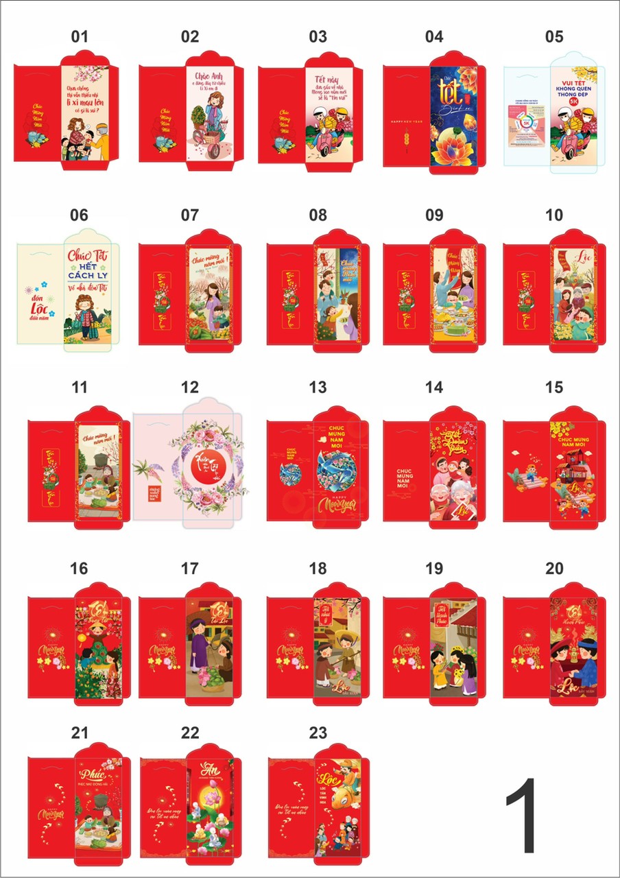 Combo 20 chiếc lì xì HOT nhất năm 2023