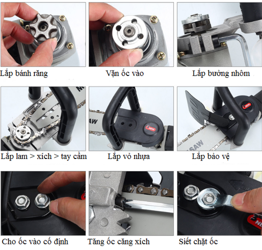 bộ lam cưa xích lắp máy mài 11.5"