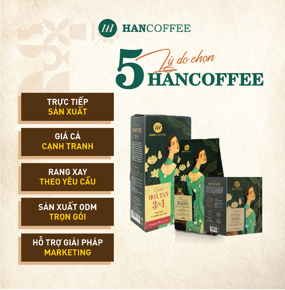 [ Tặng phin inox] Cà phê pha phin 100% Robusta HANCOFFEE Traditional 1kg cà phê nguyên chất
