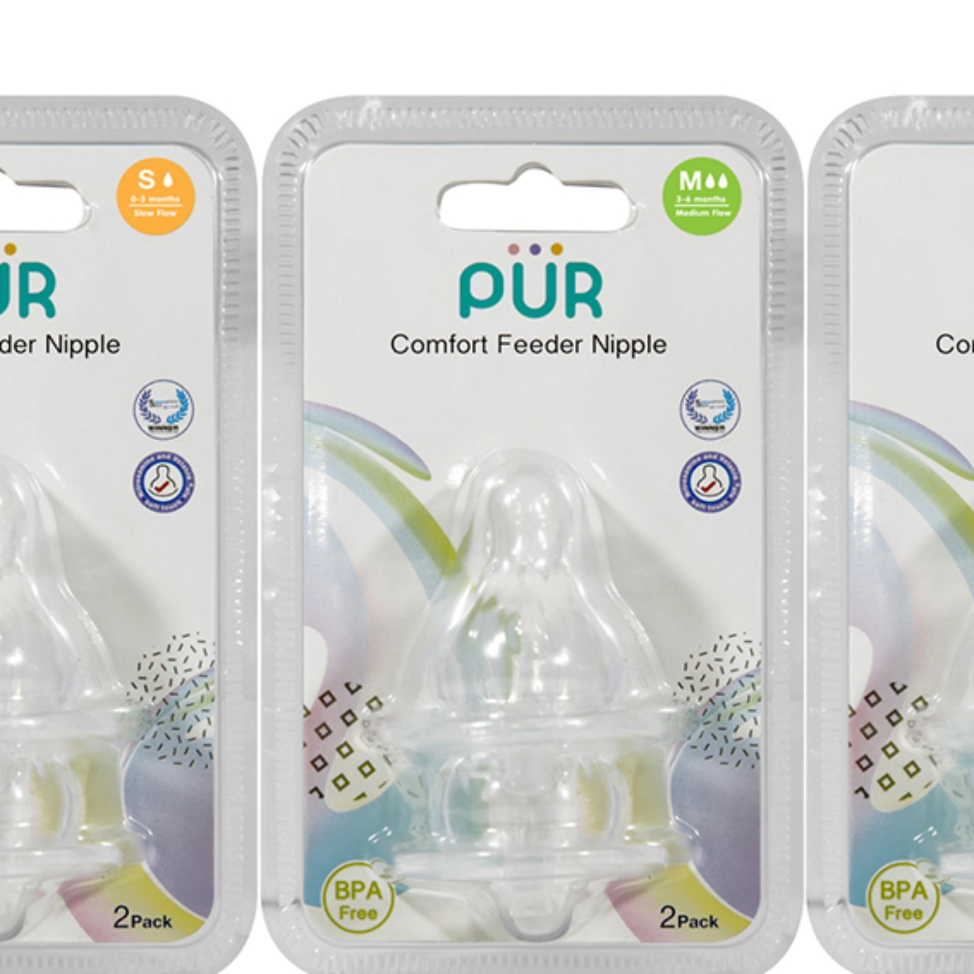 VỈ 2 NÚM TI CHO BÌNH CỔ THƯỜNG PUR COMFORT FEEDER
