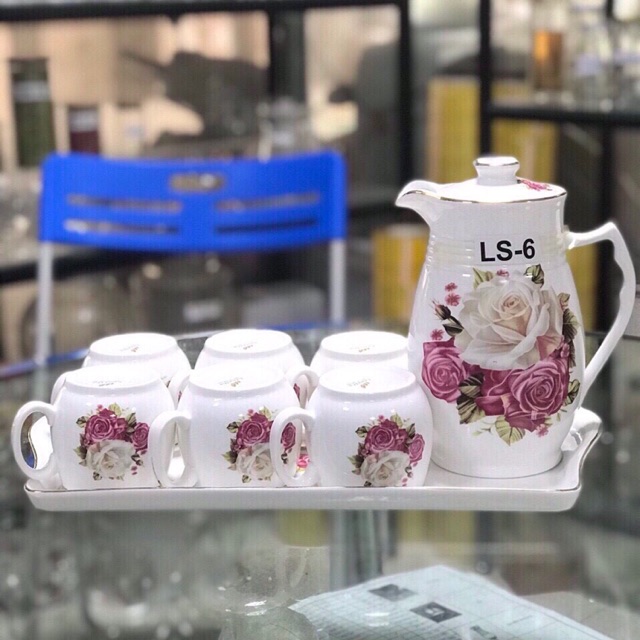 Bộ bình cốc sứ camellia-korea