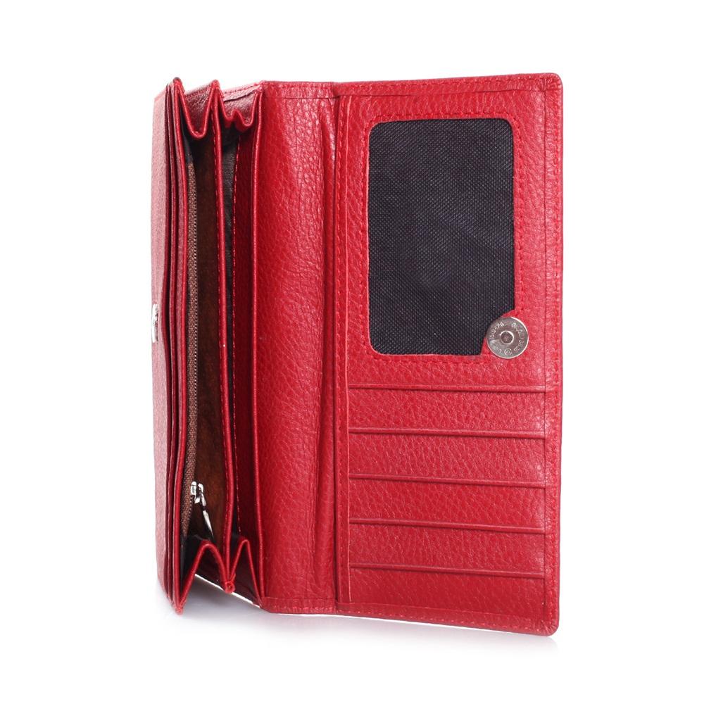Ví nữ da bò  2 gấp màu đỏ HK3121