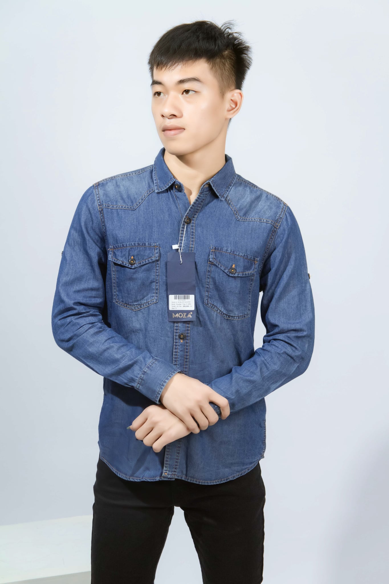 ÁO SƠ MI JEAN GIẤY DÀNH CHO NAM DÀI TAY