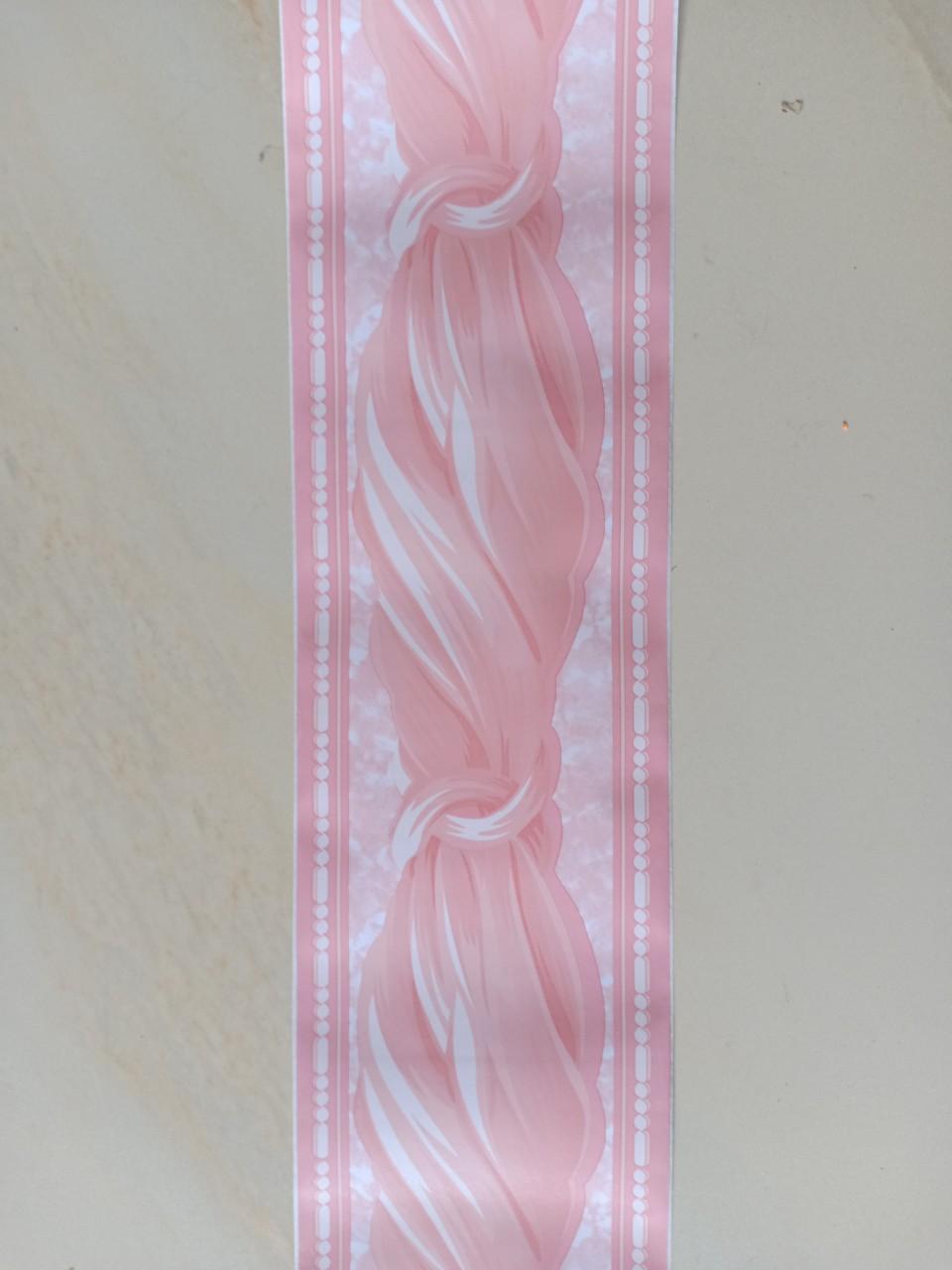 Cuộn 10m len dán viền tường keo sẵn xoắn lụa hồng (chiều cao 10cm)