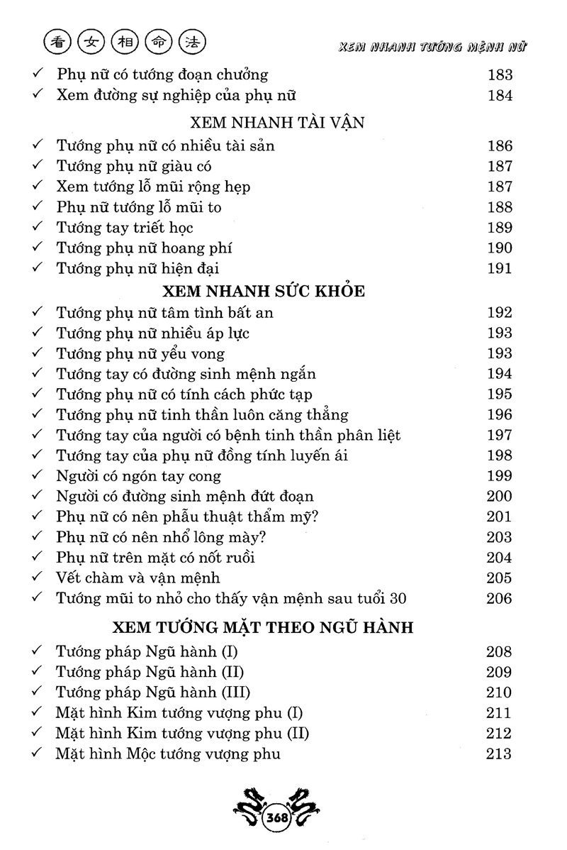 Xem Nhanh Tướng Mệnh Nữ