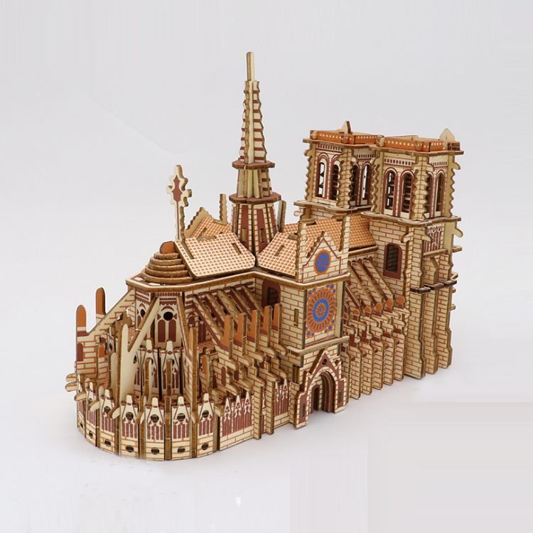 Đồ chơi lắp ráp gỗ 3D Mô hình Nhà Thờ Đức Bà Notre Dame Cathedral Laser