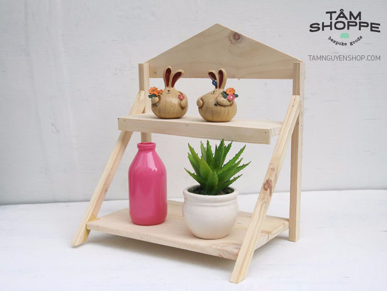 Kệ gỗ mini 2 tầng màu tự nhiên - kệ gỗ mini 2 tầng