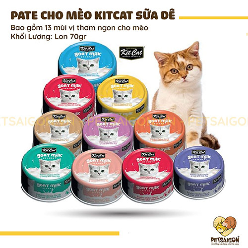 PATE KIT CAT SỮA DÊ CHO MÈO LON 70GR