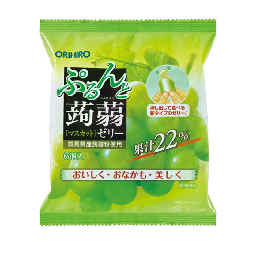 Thạch trái cây Orihiro vị nho xanh gói 120g - Thạch jelly hương trái cây cho bé Nhật Bản - VTP mẹ và bé TXTP024