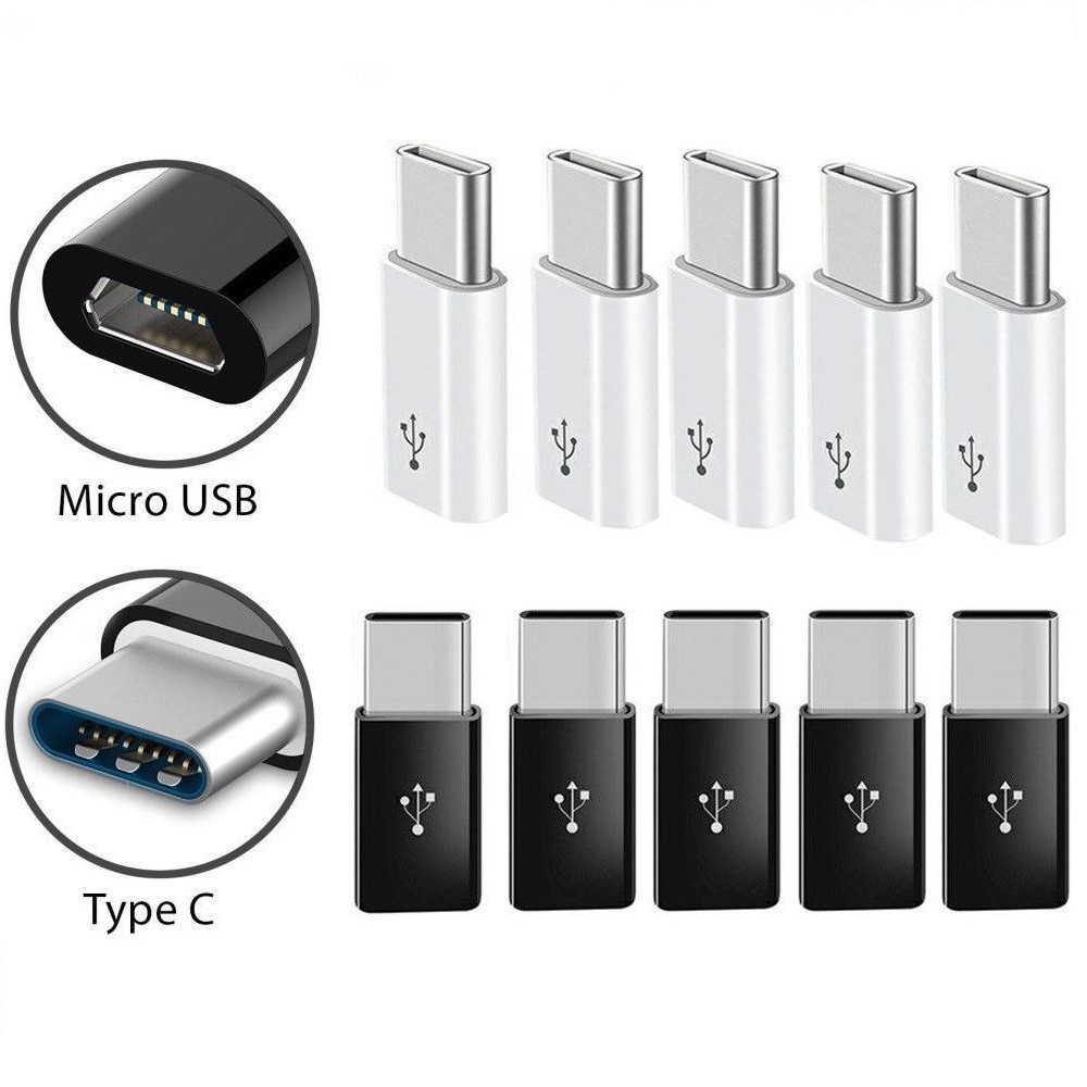 Đầu chuyển đổi chân Micro USB sang USB Type C, Jack chuyển đổi cổng micro USB sang đầu cắm USB type-C 3.0 tiện dụng - thegioisilevip