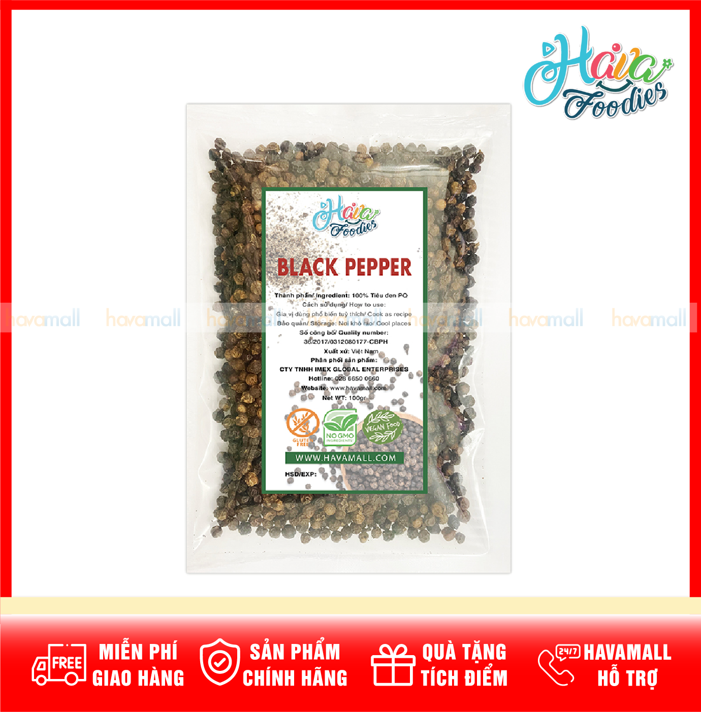 Tiêu Đen Nguyên Hạt Havafoodies – Black Pepper