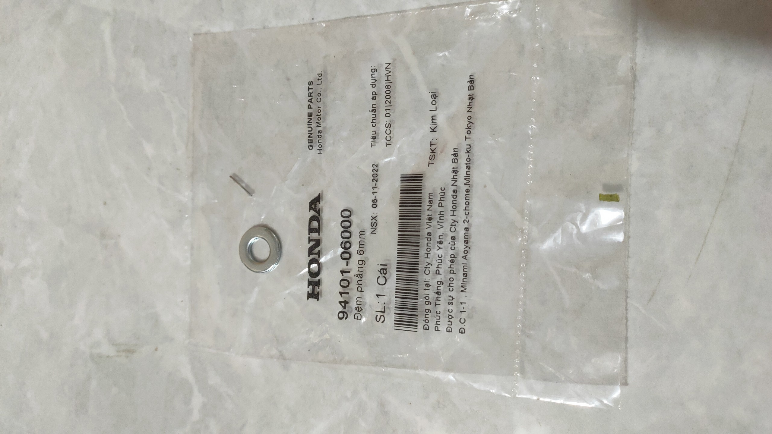 Đệm phẳng HONDA 6mm (  9410106000)