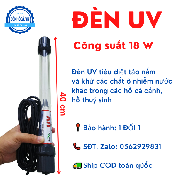 Đèn UV hồ cá, hồ thuỷ sinh công suất 18 W diệt tảo, khuẩn,...