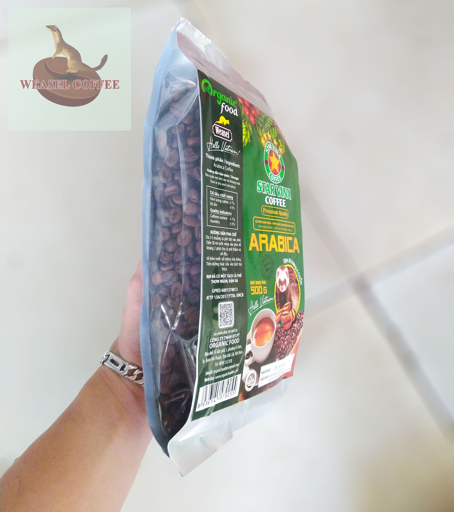 Combo 2 túi ( 1kg Hạt ) - Cà Phê Arabica Hương Chồn