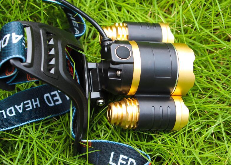 Đèn Đội Đầu 3 Bóng LED XML T6 Có Zoom