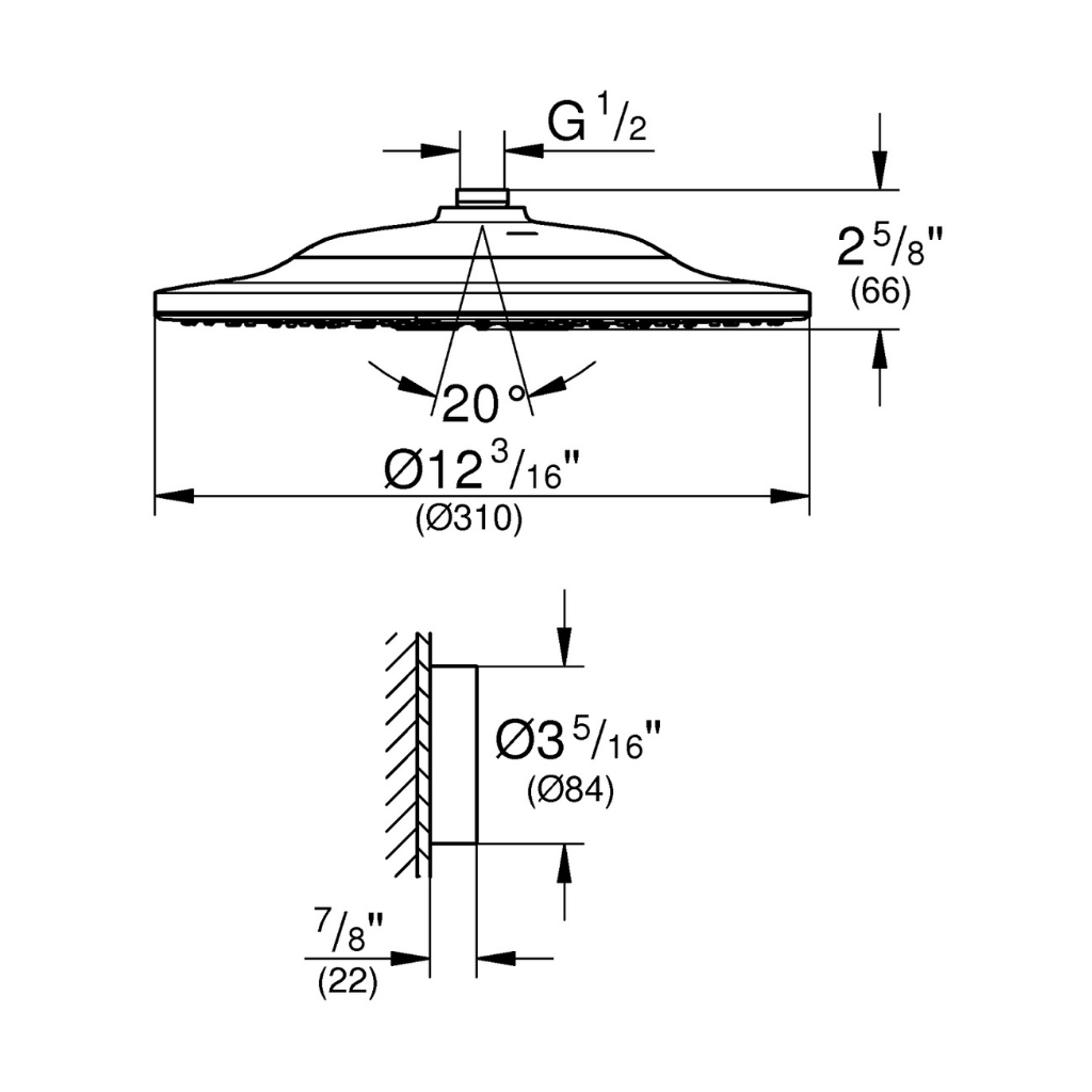 Bát Sen 2 Chế Độ GROHE RAINSHOWER SMARTCONNECT 310 - 26641000