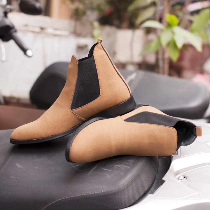 Giày chealsea boot cạnh chun Da màu vàng CB548- ANKAR