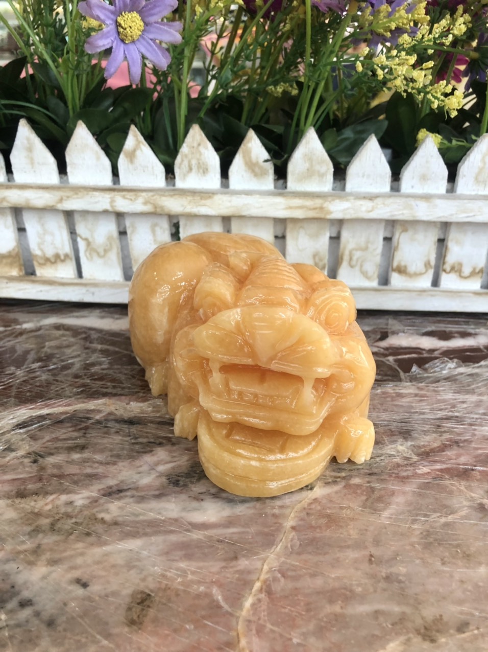 Cặp tỳ hưu đá ngọc hoàng long - Dài 8 cm