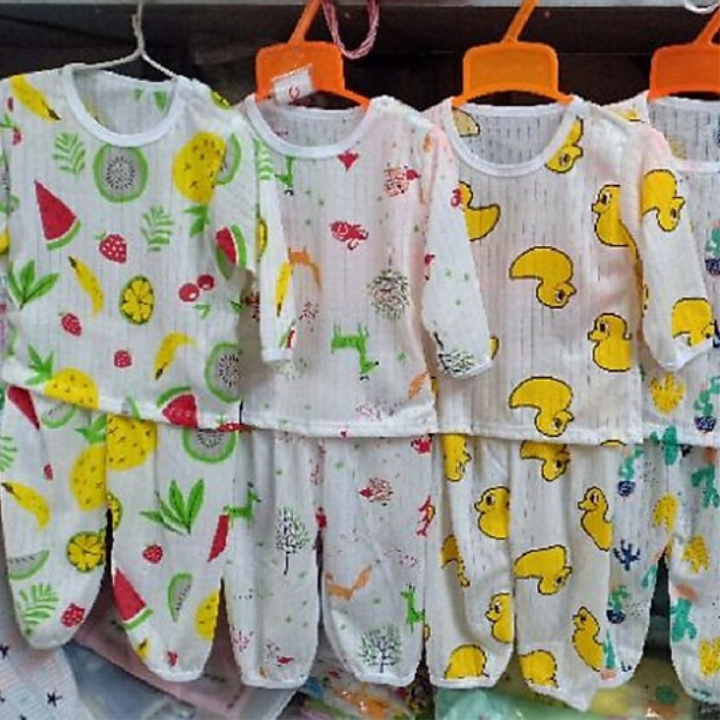 Combo 5 bộ dài cotton giấy cài vai cho bé